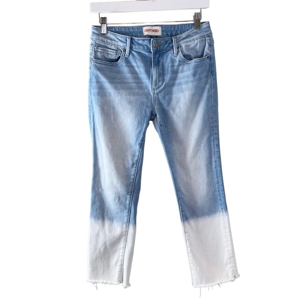 Driftwood Womens 27x25 Candace Cropped Raw Hem‎ Denim Jeans Dip Dye Ombre